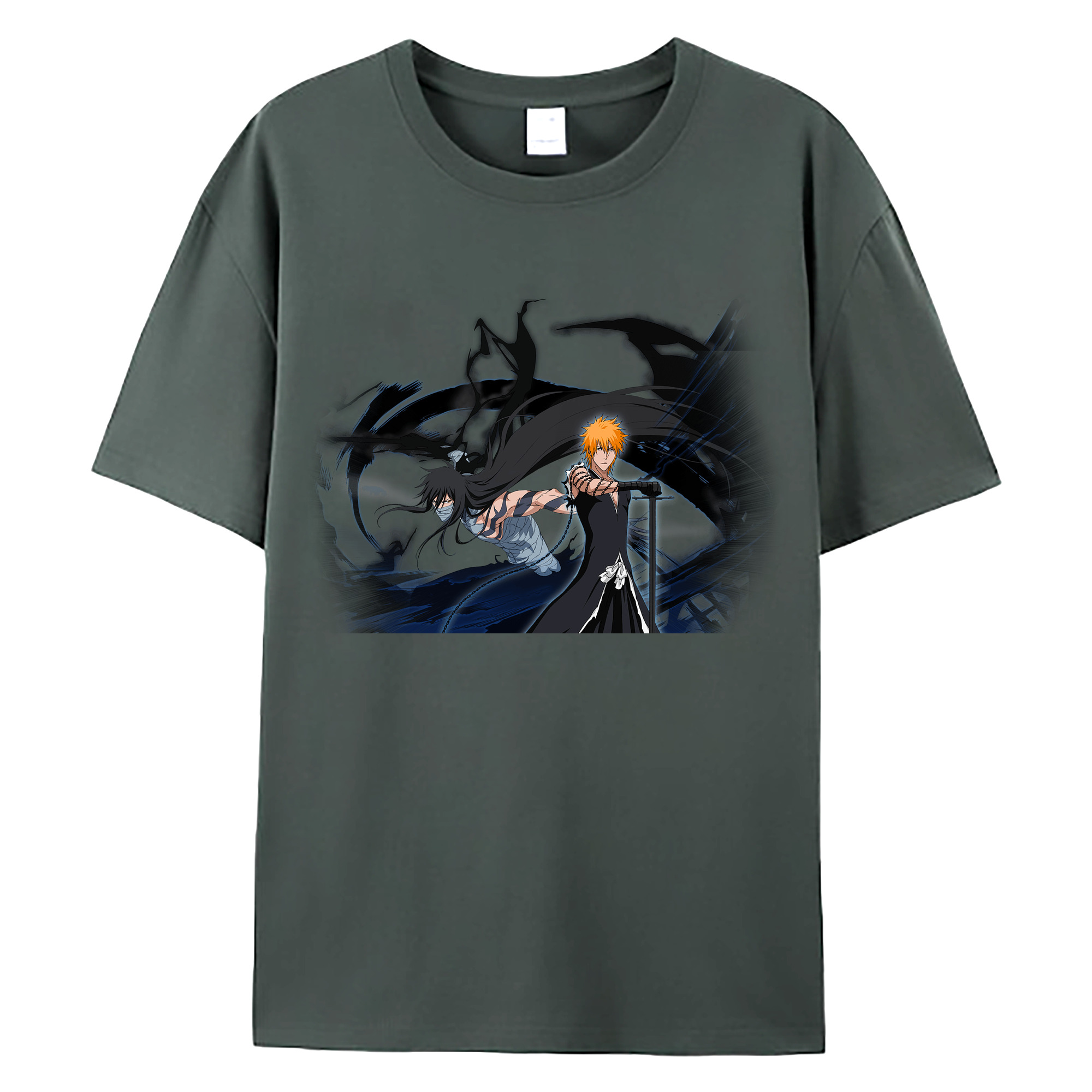 （画像用） ブリーチ 黒崎一護（くろさき いちご）BLEACH Kurosaki Ichigo 綿100％ メンズ半袖Tシャツ｜肌触りやわらか＆通気性